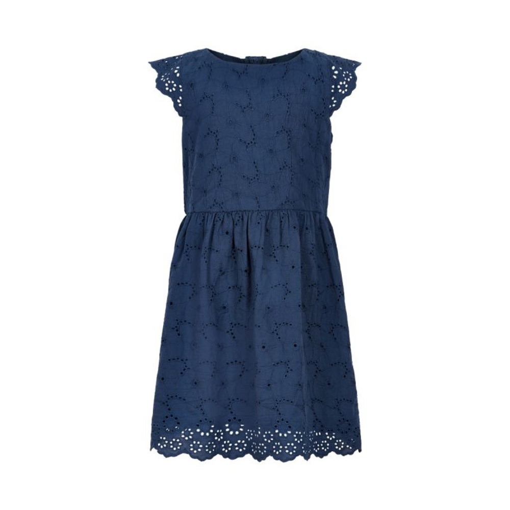 Navy broderie anglaise Dress with Flutter Sleeves